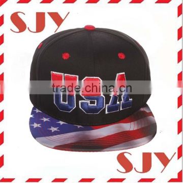 Custom 3D Embroidery Men's USA Flag National Snapback Hat Cap