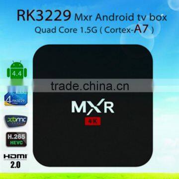 2016 hot selling support 4k iptv tv andriod tv set top box firmware MXR RK3229 1G 8GQuad core android 4.4 tv box