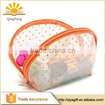 customized fashion clear zipper lock shell shape transparent pvc cosmetic bag