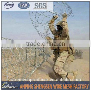 ALIBABA recommend Anping military concertina wire 450mm coil diameter concertina razor barbed wire with high quality ISO9001