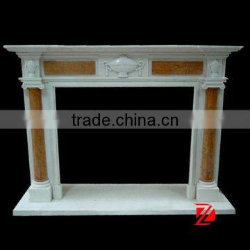 White pillar marble fireplace mantel