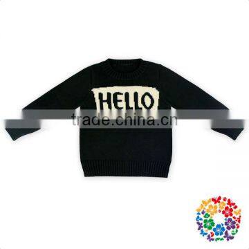 HELLO Print Black Sweaters Winter Long Sleeve Sweater Newborn Baby Sweater Design