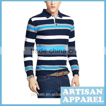 Wholesale Slim fit cotton men's polo Shirt Custom Logo Printing business Wear stripe printing casual polo shirt for man