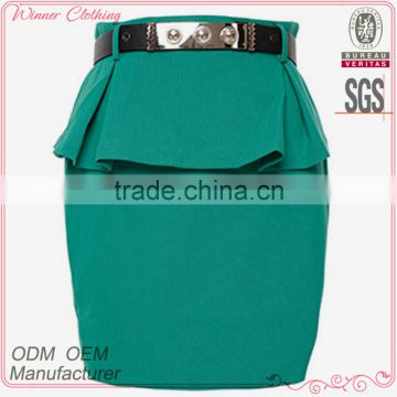 plain/simple pencil women short skirts with exposed back zip