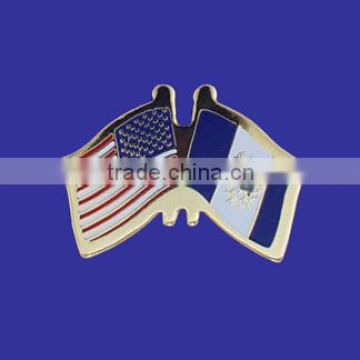 Custom design high quality cloisonne hard enamel filled USA Guatemala World Flag Lapel Pin