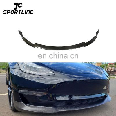 T Style Carbon Fiber Front Bumper Lip for Tesla Model 3 2016-2018