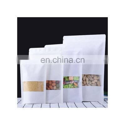 Wholesale Custom Printed Clear Window Stand Up Unprinted Pouch White Kraft Zipper Paper Bag