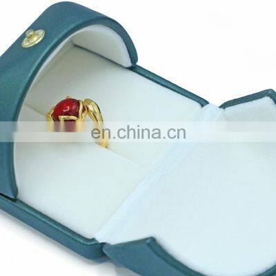 Factory wholesale custom dark green pu leather jewelry box ring box luxury jewellery display