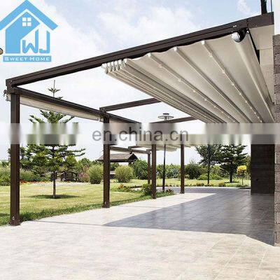 The Fine Quality Outdoor PVC Motorized Louvered Retractable Roof Pergola Awning Kits