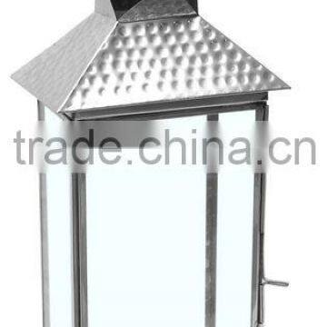 Stainless Steel Candle Lantern with Hammered Work