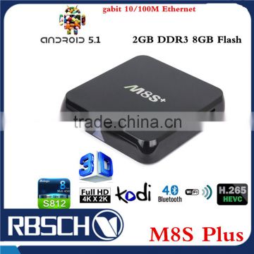 M8S+ Amlogic S812 2GB/8GB Android TV BOX support Dual band Wifi Full loaded KODI Quad core android TV BOX