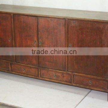 chinese antique distressed wood console cabinet