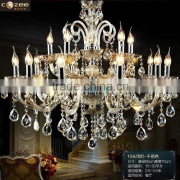 Large Big Modern Luxury Hotel Lobby Chandeliers Crystal Glass Chandelier Centerpieces for Wedding Decoration CZ3019/15C