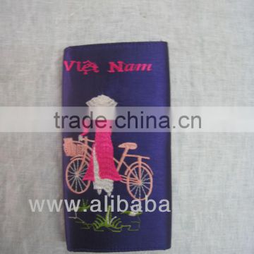 Flower embroidery purse purple