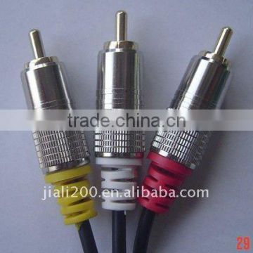 1.8m high grade rca cable RGB 3RCA to 3RCA plugs gold metal shell