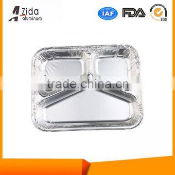Three compartment Disposable Aluminum Foil Trays with Lids
