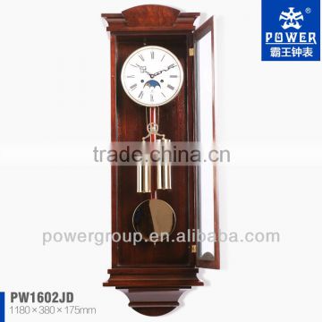 Mechanical wall clocks with solid wood case Roman Numberals Dial with moon phase Good quality PW1602JD