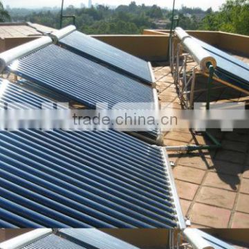 low pressure solar energy heating system with evacuated tubes