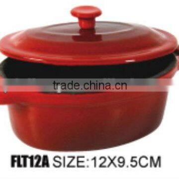 cast iron oval mini sauce pot