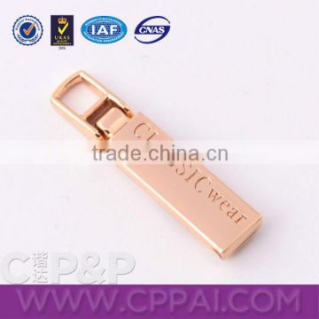 China good gold custom metal zipper puller for dress shirt