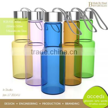 Creative Colored 300Ml Glass Juice Bottle with Lid
