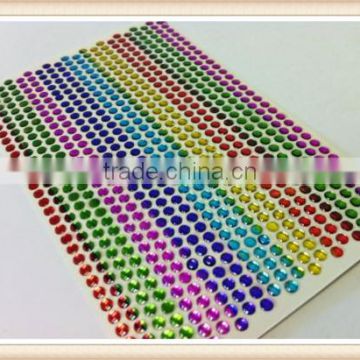 540 DAINTY 3mm Adhesive Gems Mixed Colour Stickers Slightly Raised Acrylic Domes