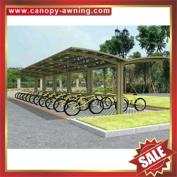 outdoor public alu aluminum pc polycarbonate park bike bicycle motorcycle canopy shelter cover canopies awning carport for sale