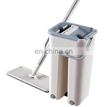 Free Hand Washing Microfiber Floor Dust Mop with Bucket