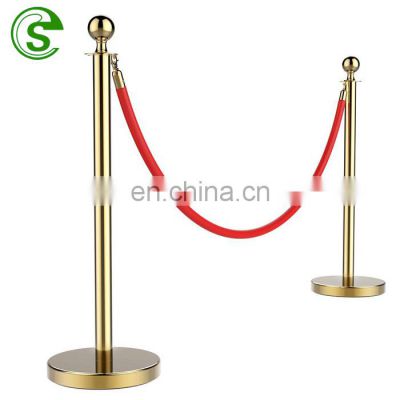 Golden queue barrier Stainless Steel handrail stanchions for airport, hotel, bank