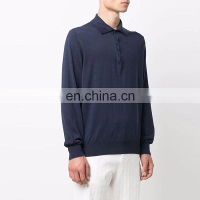 wholesale fashion Men blank casual comfortable long sleeve polo shirts