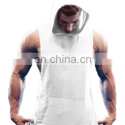 Top Quality Gym Men Hooded tank top Summer Casual Patchwork Sleeveless Vest Top fitness men stringer muscle shirt