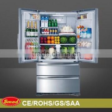CE/GS/ROHS no frost french door refrigerator with ice maker