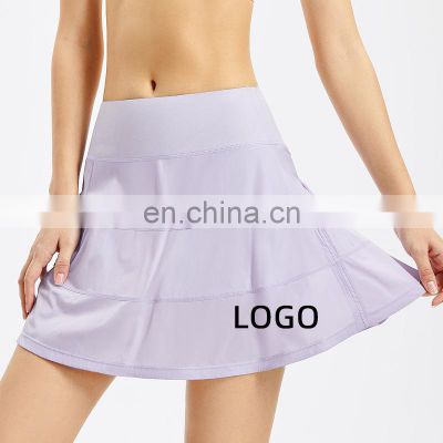 Hight Quality Custom Logo Women Tennis Sports Yoga Skirt Quick Dry With Shorts Mid-rise Mini Skirt Workout Running Fitness Wear