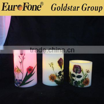 2016 hot-selling Yellow Pillar Led wax Candle Light for party decoration