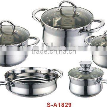 Stainless steel belly shape cookware 9 pcs (S-A1829-T7)