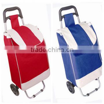 very cheap lightweight folding shopping trolley with polyester PVC coated bag