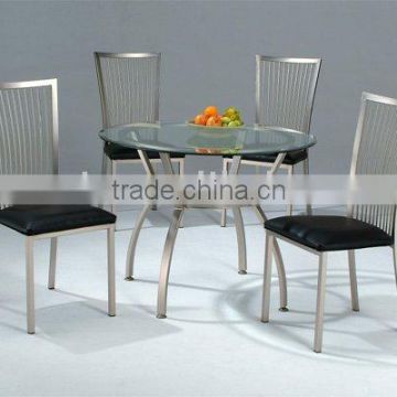 Modern Dining Set/ Glass Dining Table and Black Sofa Dining Chair