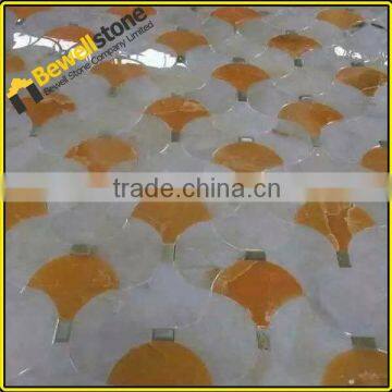 Hot Selling High Grade Orange Onyx Marble, fan shape waterjet onyx tiles