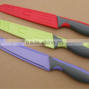 8" new handle bread knife with plastic sheath