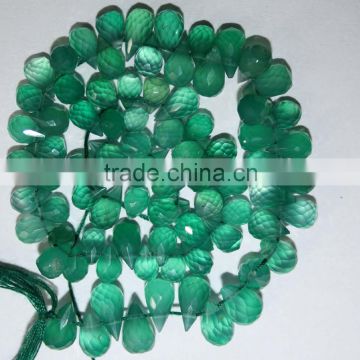 Natural Green Onyx Faceted Drops