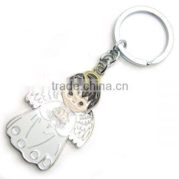 Fashion design wholesale plain alloy silver angel keychain