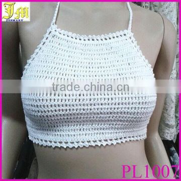 Wholesale Hot Sexy Women Beachwear Hollow Tank Crochet Bra Halter Vest Strap Crop Tops White Black