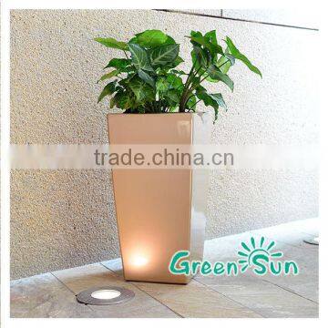 ICES Large Capacity Plastic Golden Flower Pot,Self Watering Planter