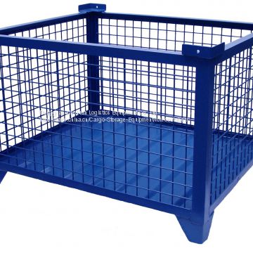 Blue Zinc Coated Wire Mesh Container , Wire Pallet Cage 1000kg