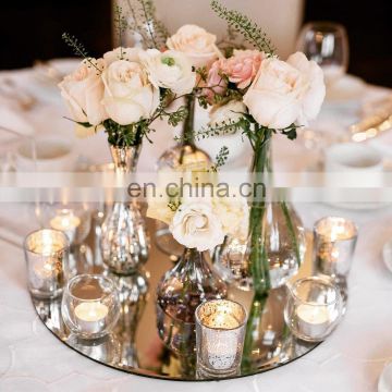 Decorative mirror candle plate for wedding christmas table centerpiece