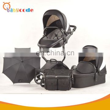 American Black Color Baby Stroller Pram With Leather Fabric