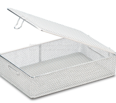Sterilisation basket -micro fine wire mesh – various sizes Fine Mesh Boxes with Hinged Removable Lid