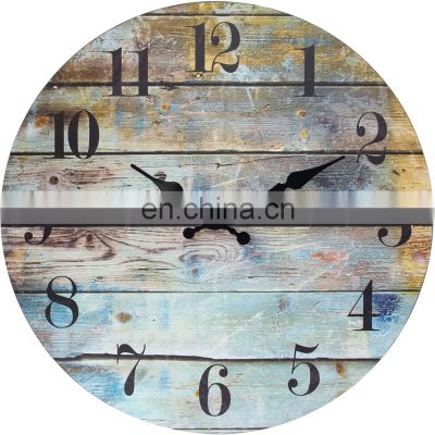 Vintage Farmhouse Wooden 14 Inch Round Hanging Clock wood Clock