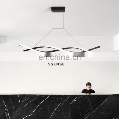 LED Pendant Light Modern Linear Wave Chandelier Ceiling Hanging Lamp for Bedroom Kitchen