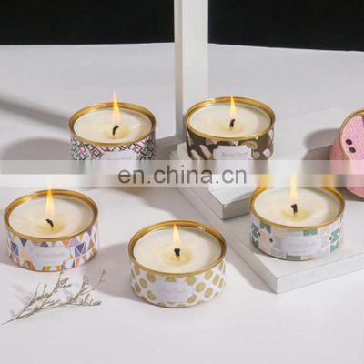 Wholesale candles private label round handmade tin jar natural fragrance soy wax travel scented candles